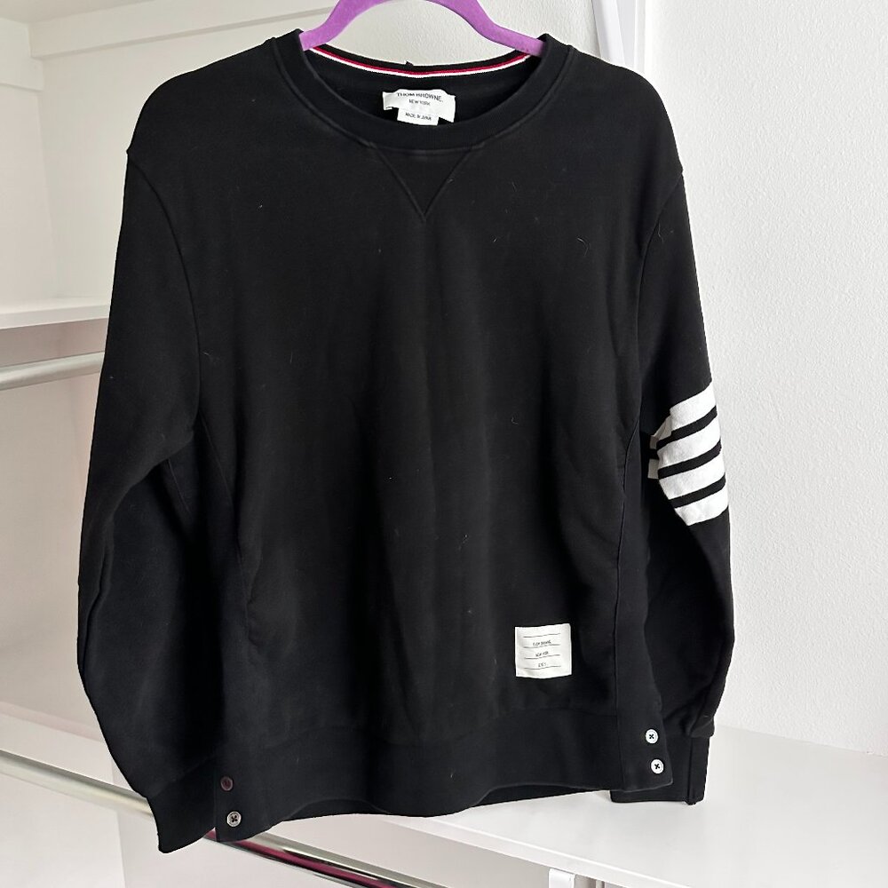 Thom Browne Classic Loop Back Engineered 4-Bar Crew Neck Sweatshirt